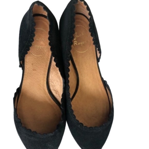 Jack Rogers Chantel D'Orsay Scalloped Suede Flats - Black - 7.5 - Picture 4 of 10